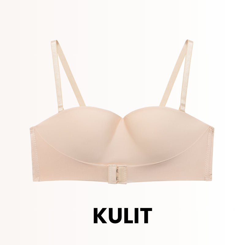 URU DoubleLift Bra Push-Up Ganda – Pengikat Depan & Belakang, Tanpa Tali Strapless