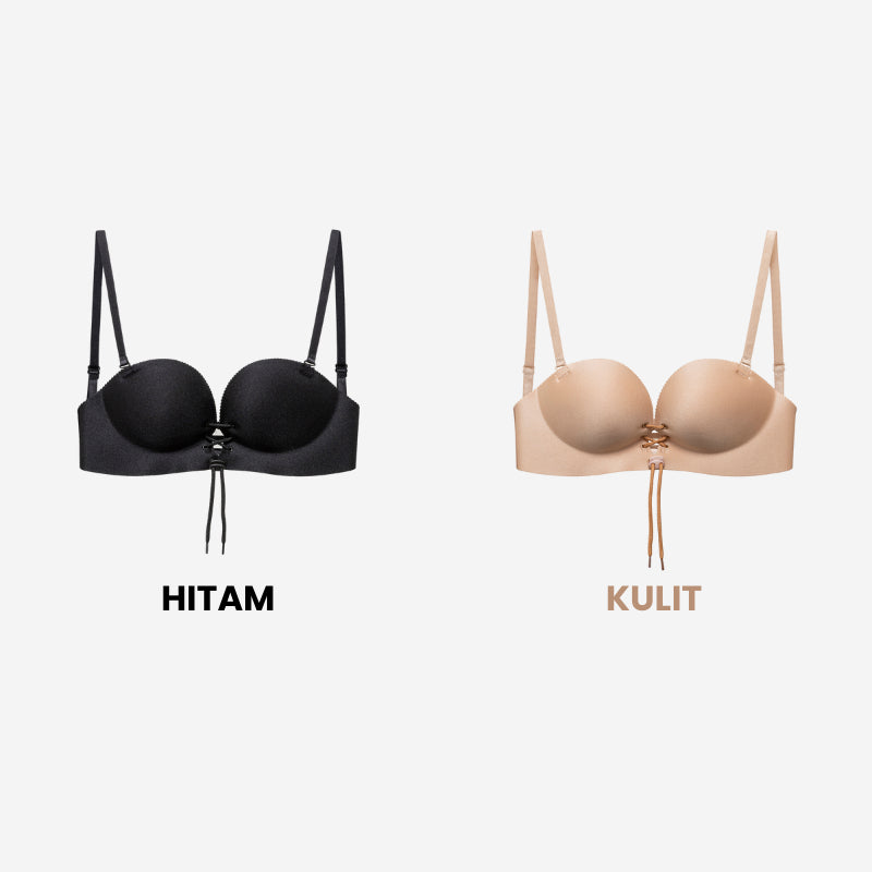 URU Yours - PalmLift Bra Push-Up Adjustable – Tanpa Kawat, Strap Depan, 4 Aksesori