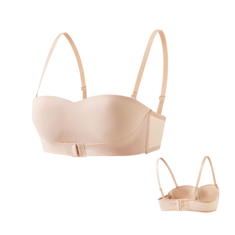 URU DoubleLift Bra Push-Up Ganda – Pengikat Depan & Belakang, Tanpa Tali Strapless