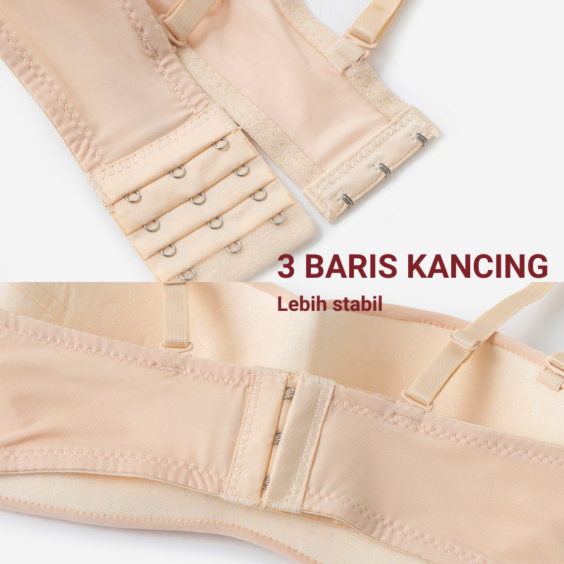 URU DoubleLift Bra Push-Up Ganda – Pengikat Depan & Belakang, Tanpa Tali Strapless