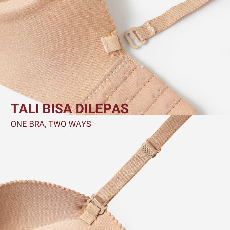 URU Yours - PalmLift Bra Push-Up Adjustable – Tanpa Kawat, Strap Depan, 4 Aksesori