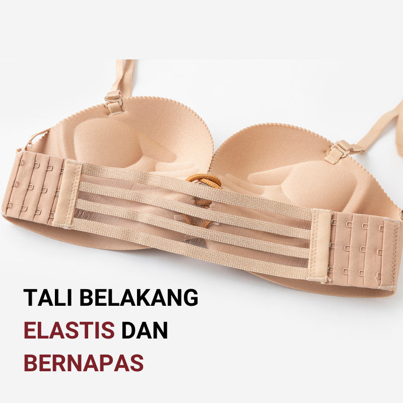 URU Yours - PalmLift Bra Push-Up Adjustable – Tanpa Kawat, Strap Depan, 4 Aksesori