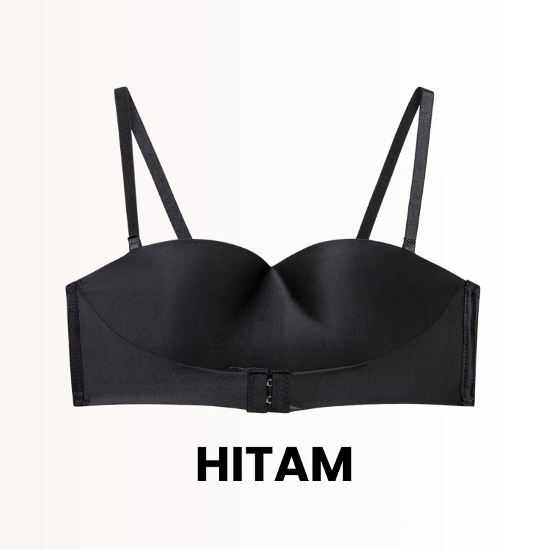 URU DoubleLift Bra Push-Up Ganda – Pengikat Depan & Belakang, Tanpa Tali Strapless