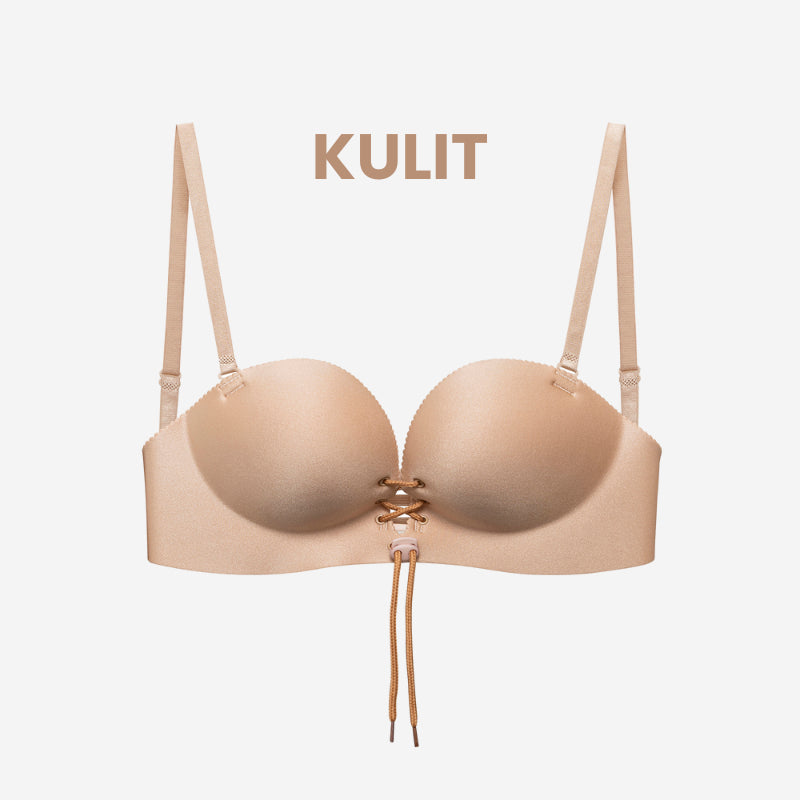 URU Yours - PalmLift Bra Push-Up Adjustable – Tanpa Kawat, Strap Depan, 4 Aksesori