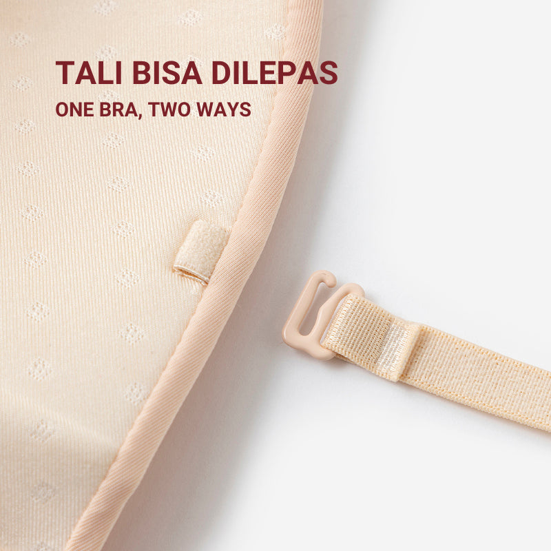 URU DoubleLift Bra Push-Up Ganda – Pengikat Depan & Belakang, Tanpa Tali Strapless