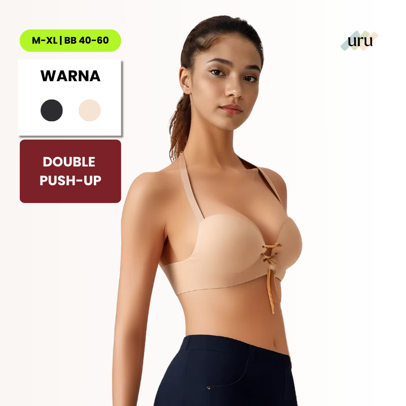 URU Yours - PalmLift Bra Push-Up Adjustable – Tanpa Kawat, Strap Depan, 4 Aksesori