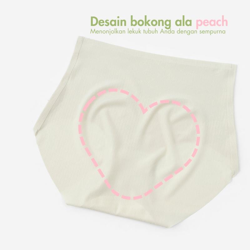 URU Yours - Celana dalam penopang URU Yours Peach (Pinggang tinggi-tengah) Busa Lembut