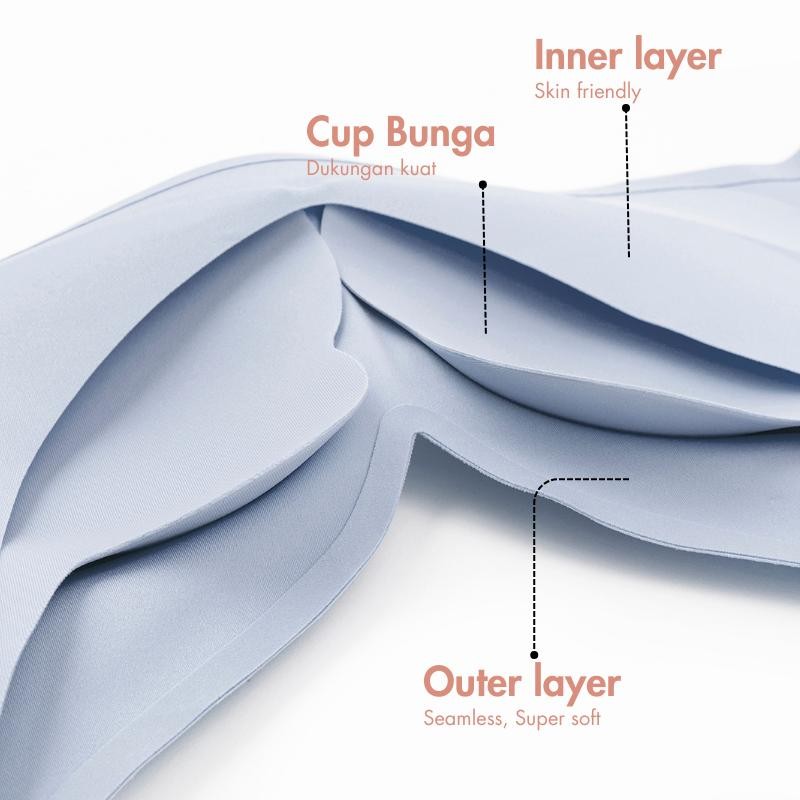 URU W-Support Bunga Bra | Bh Wanita Tipis Seamless Kualitas Jepang tanpa kawat push up nylon