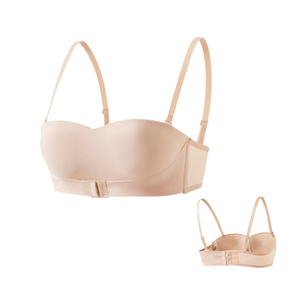 URU DoubleLift Bra Push-Up Ganda – Pengikat Depan & Belakang, Tanpa Tali Strapless