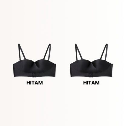 URU DoubleLift Bra Push-Up Ganda – Pengikat Depan & Belakang, Tanpa Tali Strapless