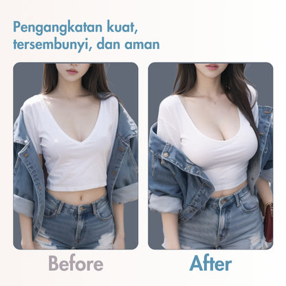 URU Yours - Bra Silikon Tempel Tanpa Tali - Perekat Kuat & Efek Push-Up Maksimal