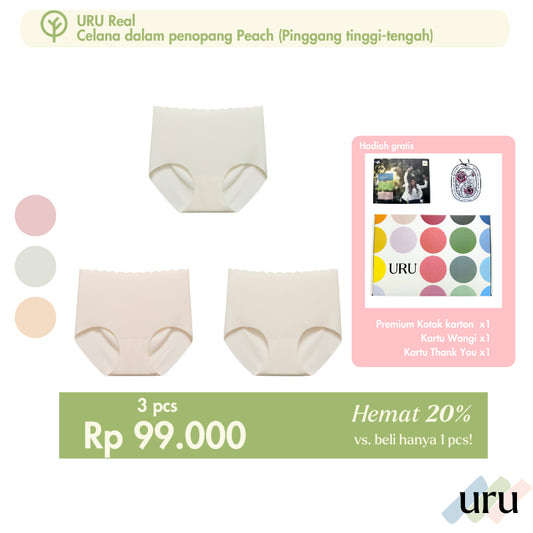 URU Yours - Celana dalam penopang URU Yours Peach (Pinggang tinggi-tengah) Busa Lembut