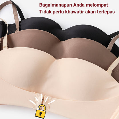 URU DoubleLift Bra Push-Up Ganda – Pengikat Depan & Belakang, Tanpa Tali Strapless