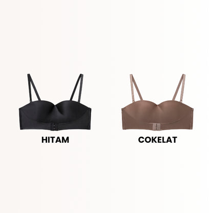 URU DoubleLift Bra Push-Up Ganda – Pengikat Depan & Belakang, Tanpa Tali Strapless