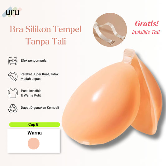 URU Yours - Bra Silikon Tempel Tanpa Tali - Perekat Kuat & Efek Push-Up Maksimal