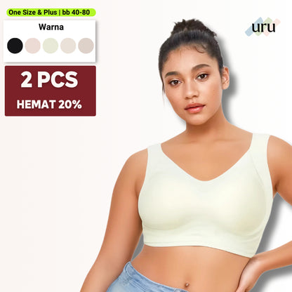 URU [2PCS] Diamond Collagen+ Bra | Bh wanita Busa tipis seamless Lembut tanpa kawat